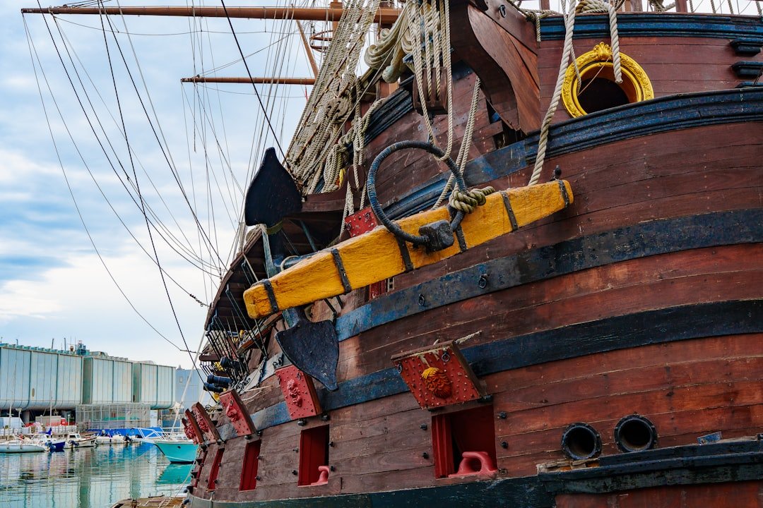 Close-Up Of A Wooden Sailing Ship With Rigging