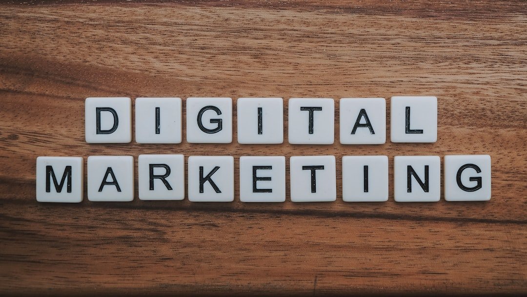 Digital Marketing Artwork On Brown Wooden Surface
