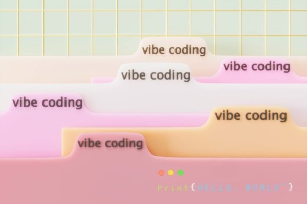 Tabs labeled "vibe coding" with code on bottom
