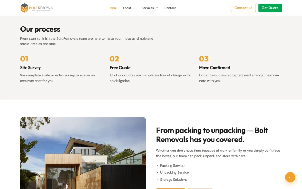 Bolt Removals redesign three-step process from site survey to confirmed move