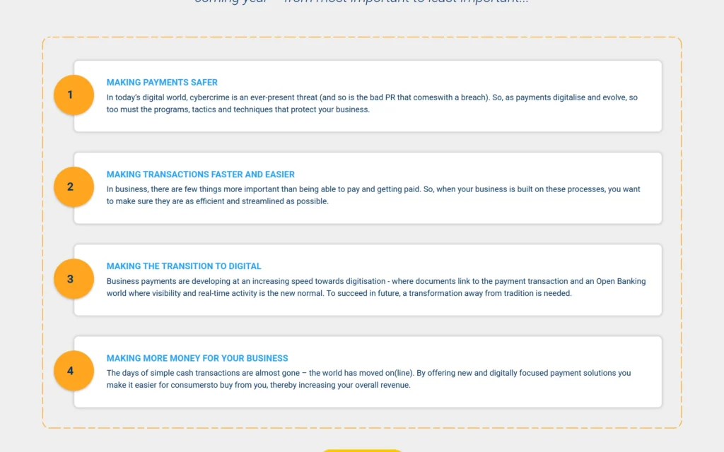 Bottomline landing page drag-and-drop ranking of four payment priorities