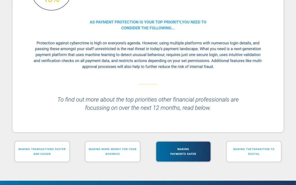 Bottomline results slider advice with tabs to explore the other payment priorities