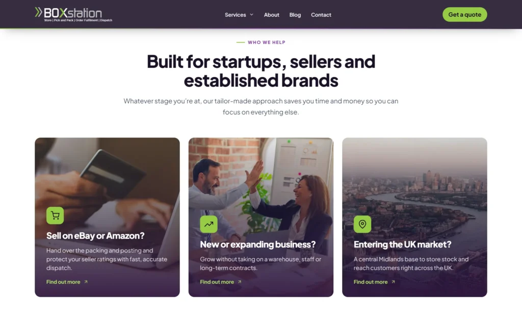 BOXstation redesign solutions for eBay and Amazon sellers, expanding businesses and brands entering the UK