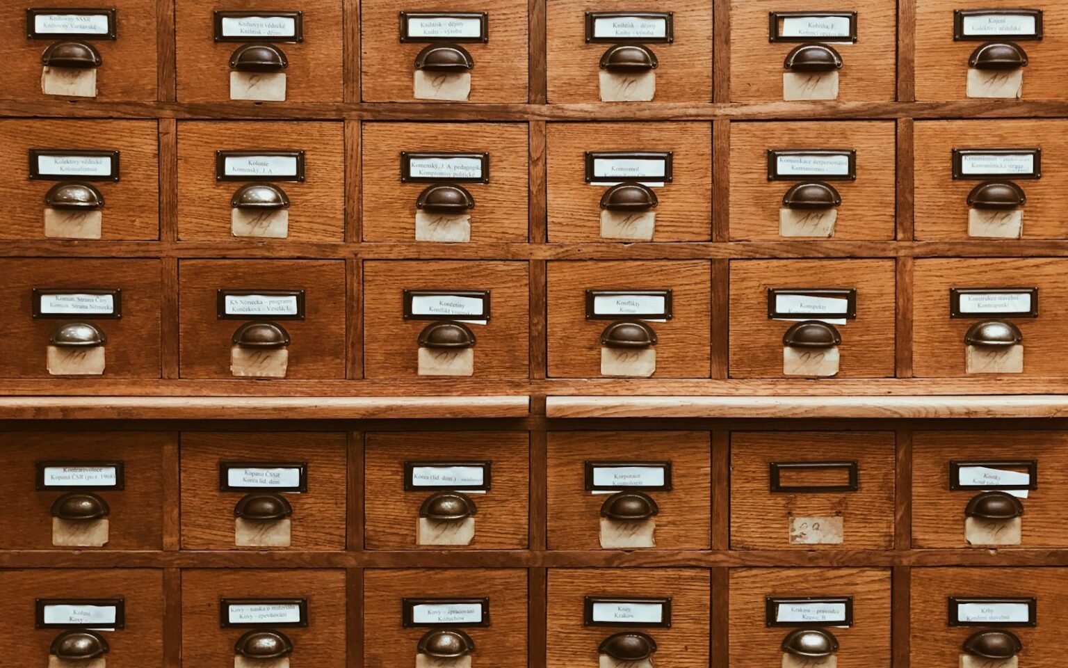 Archive drawers of historical business records
