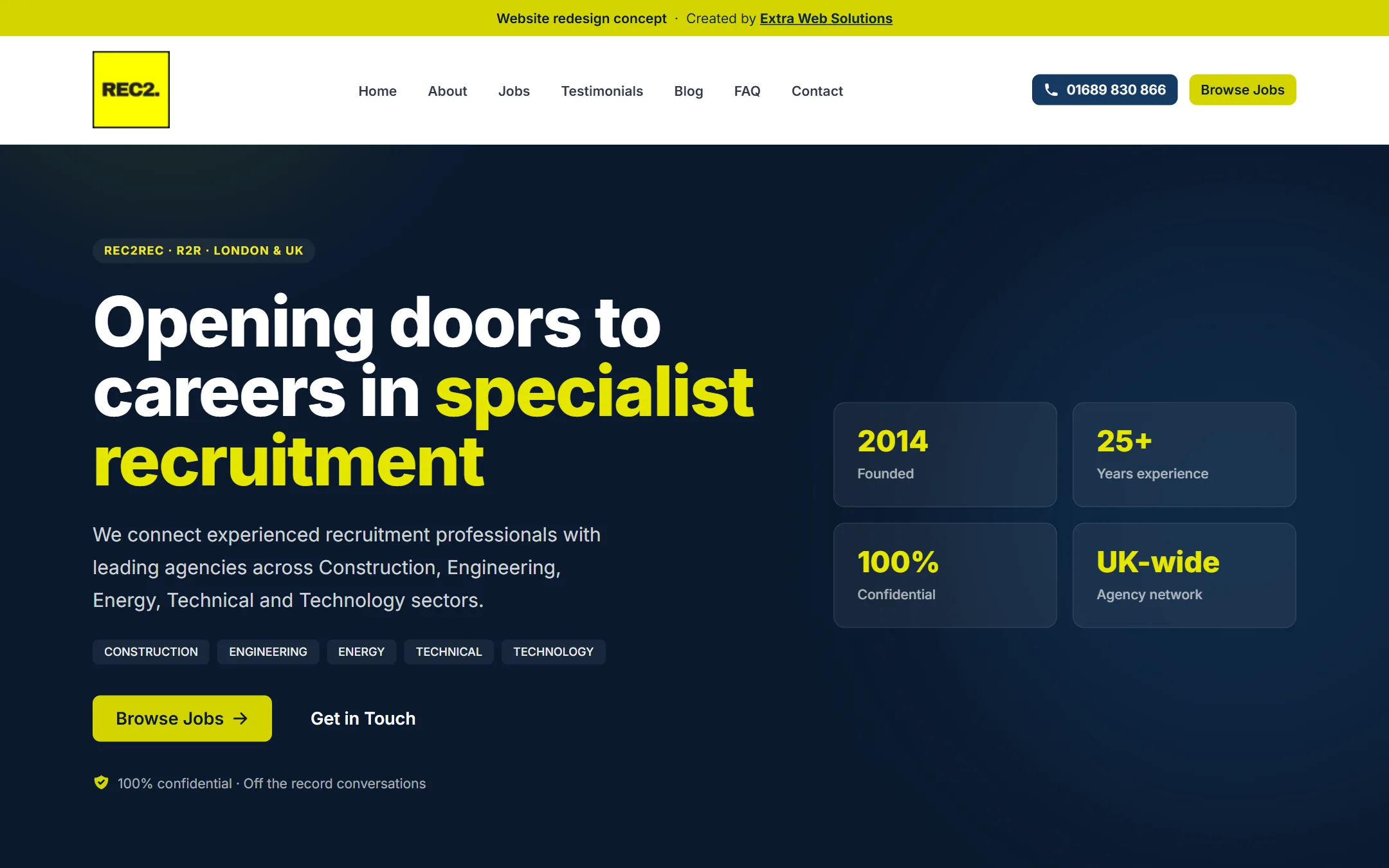 REC2 Recruitment redesign home page: opening doors to careers in specialist recruitment